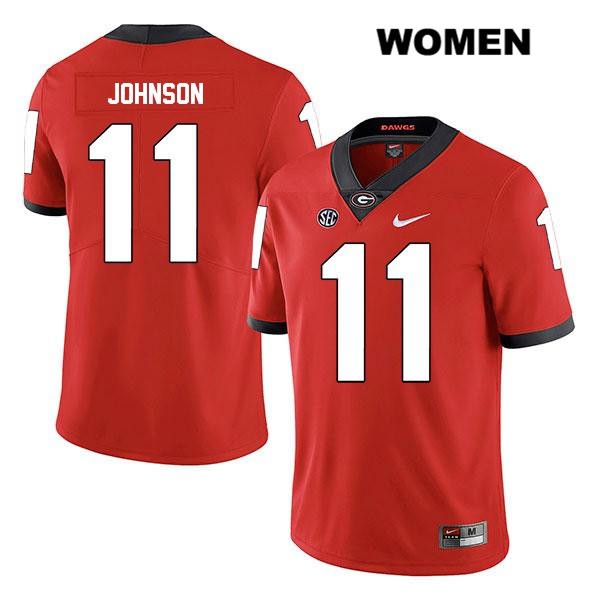 Georgia Bulldogs Women's Jermaine Johnson #11 NCAA Legend Authentic Red Nike Stitched College Football Jersey ENJ8156EH